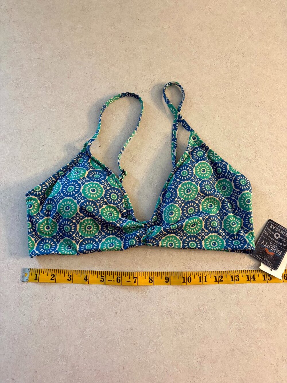 NWT Women's Bikini top Faherty Brand Blue Green Size Large